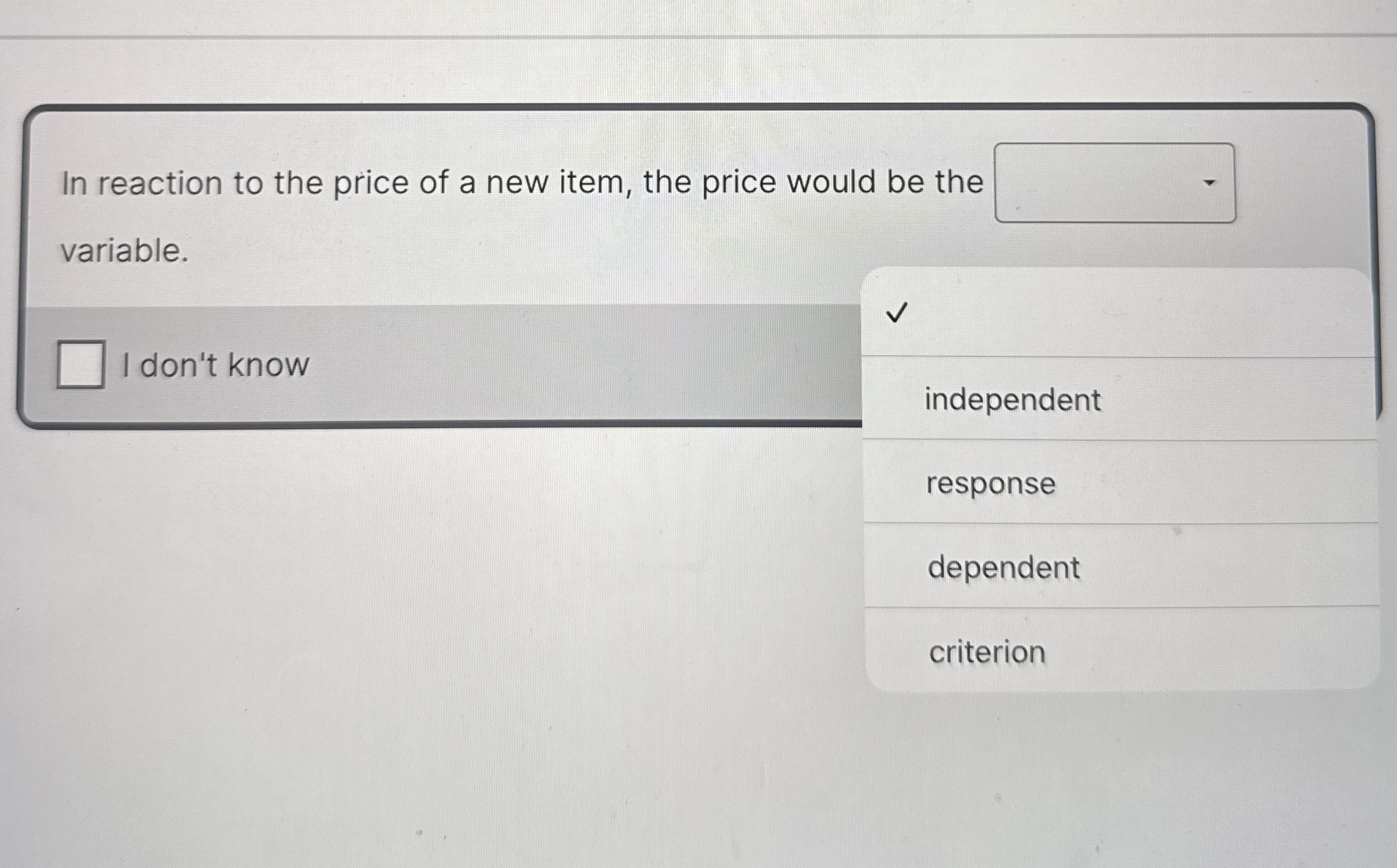 In reaction to the price of a new item, the price