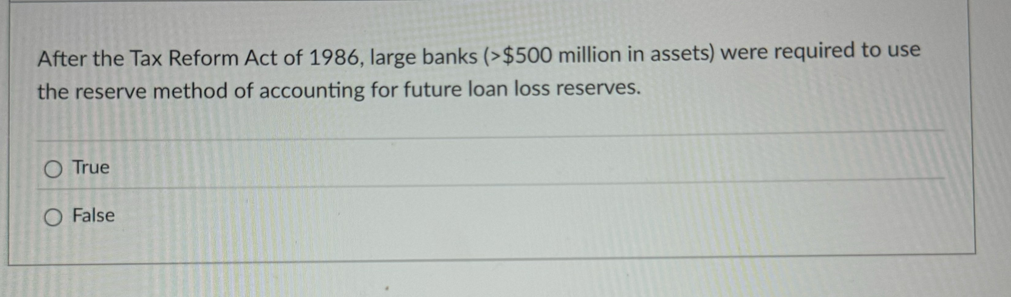 After the Tax Reform Act of 1 9 8 6 , large banks