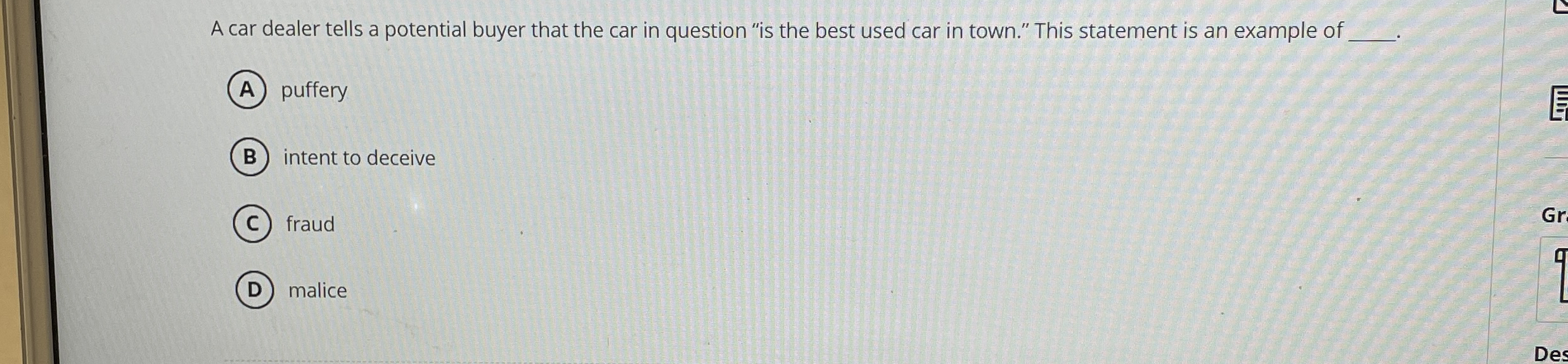 A car dealer tells a potential buyer that the car