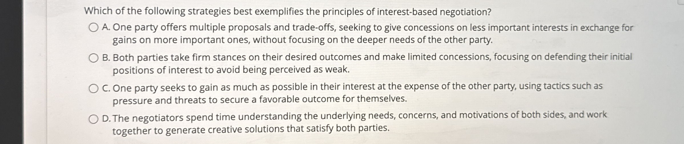 Which of the following strategies best