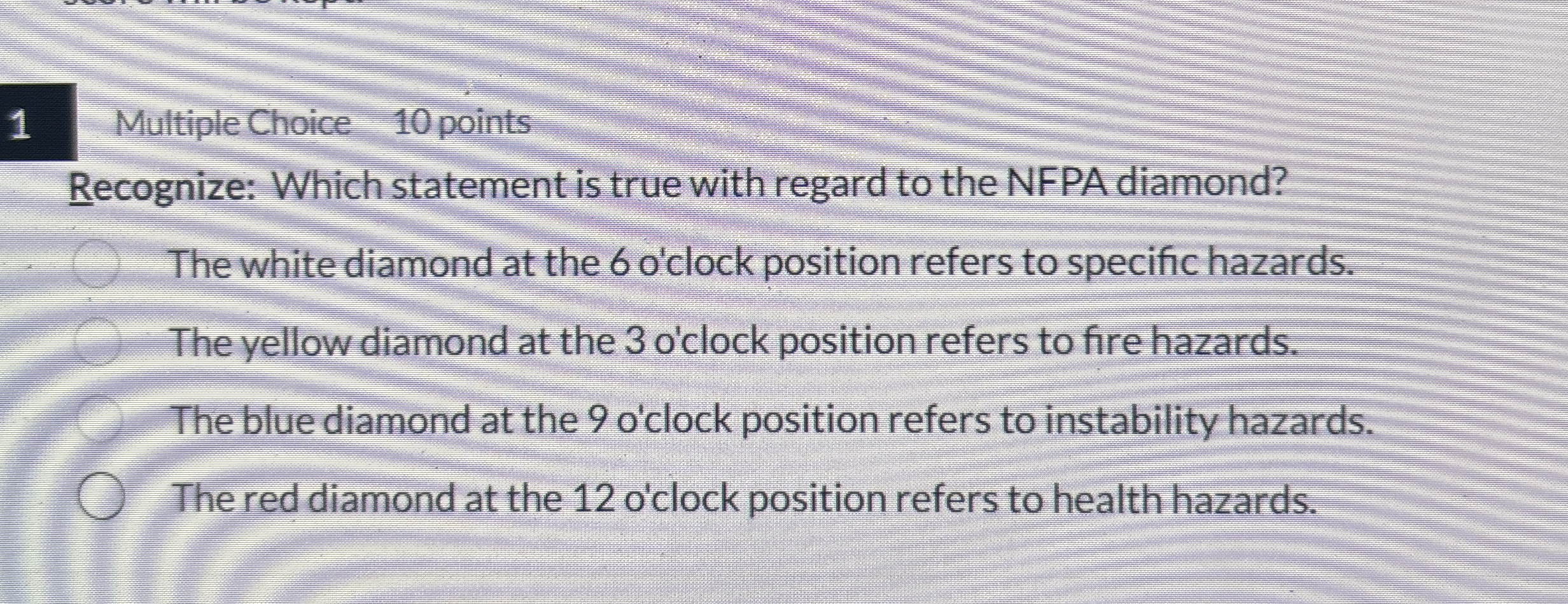 1 Multiple Choice 1 0 points Recognize: Which
