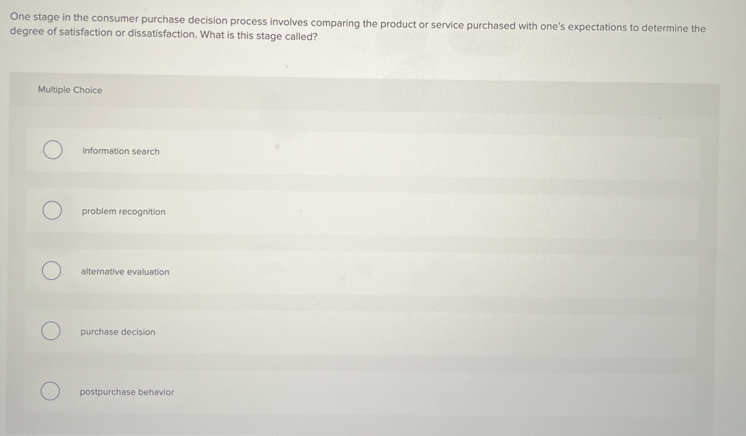 One stage in the consumer purchase decision