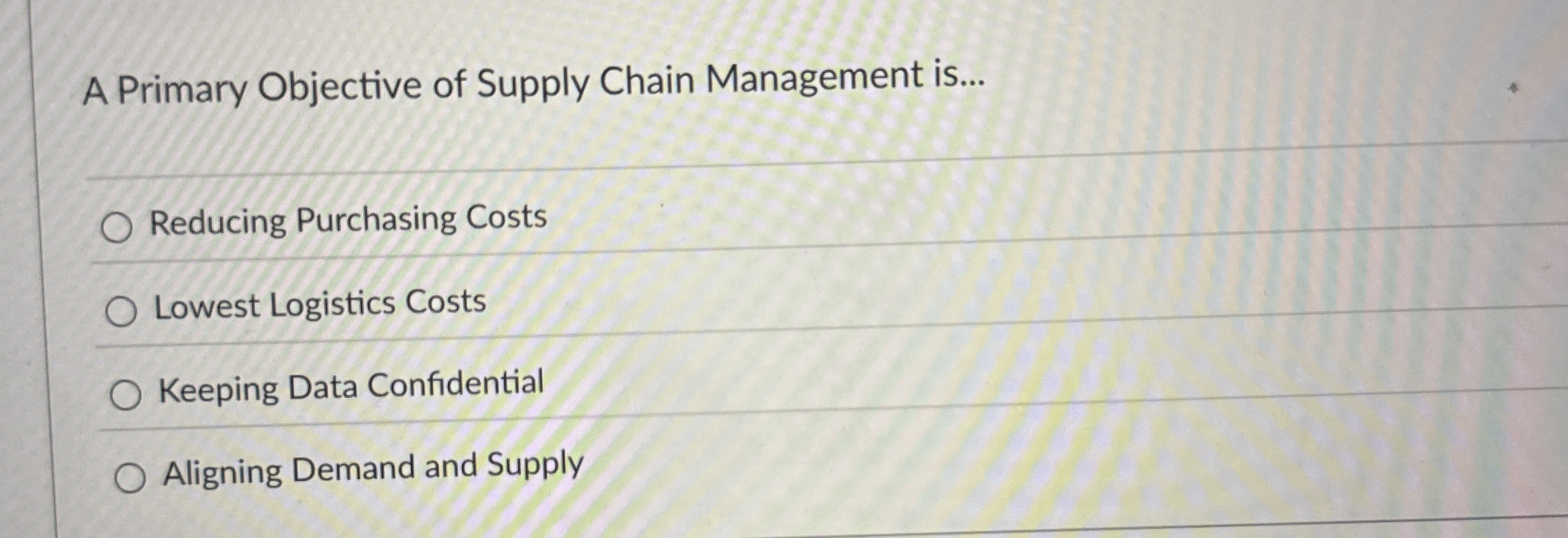 A Primary Objective of Supply Chain Management is
