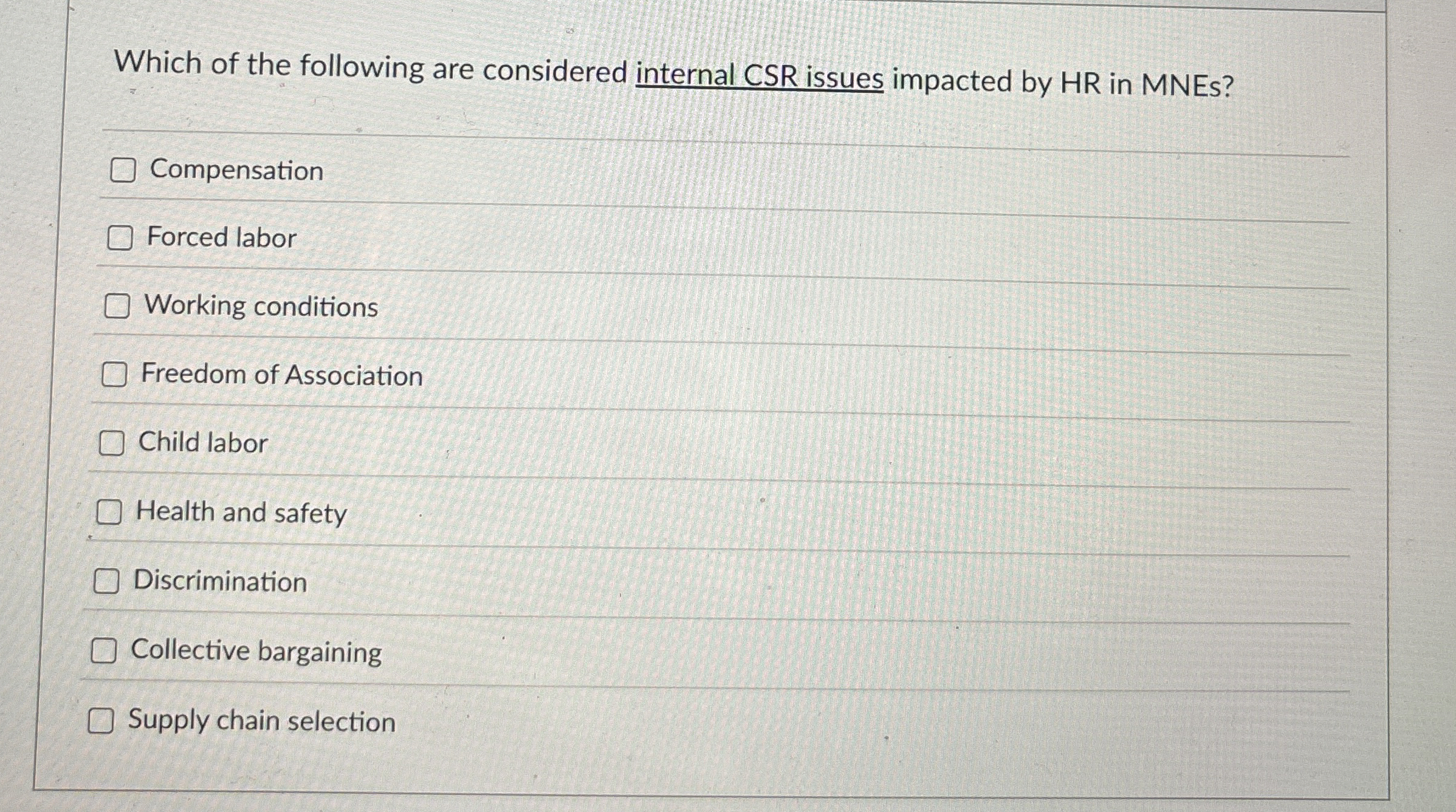 Which of the following are considered internal