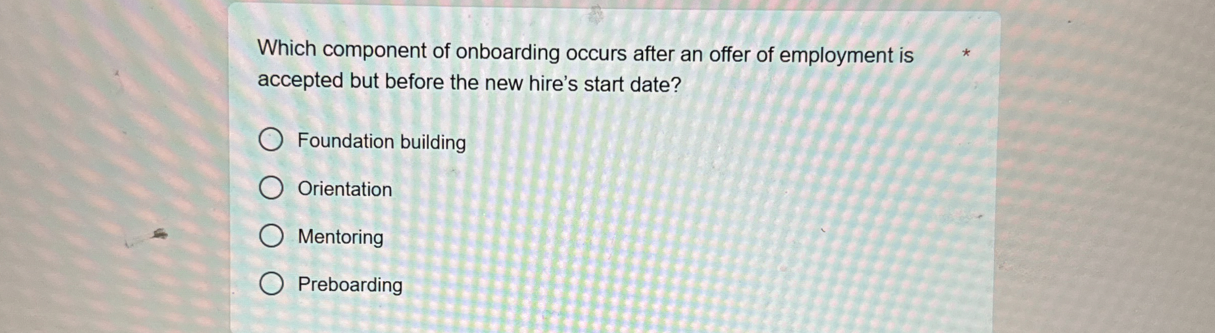 Which component of onboarding occurs after an