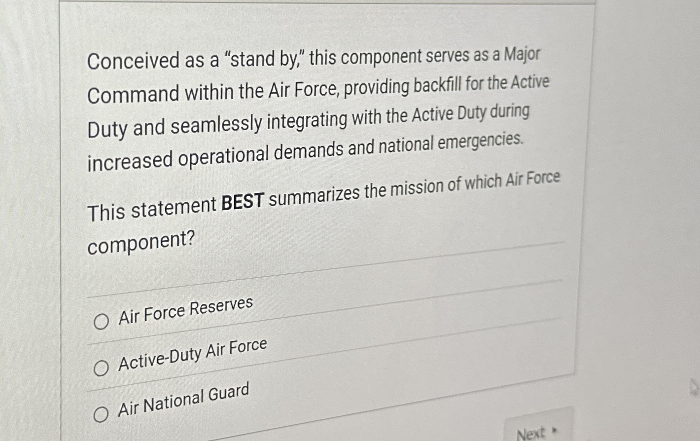 Conceived as a "stand by , " this component