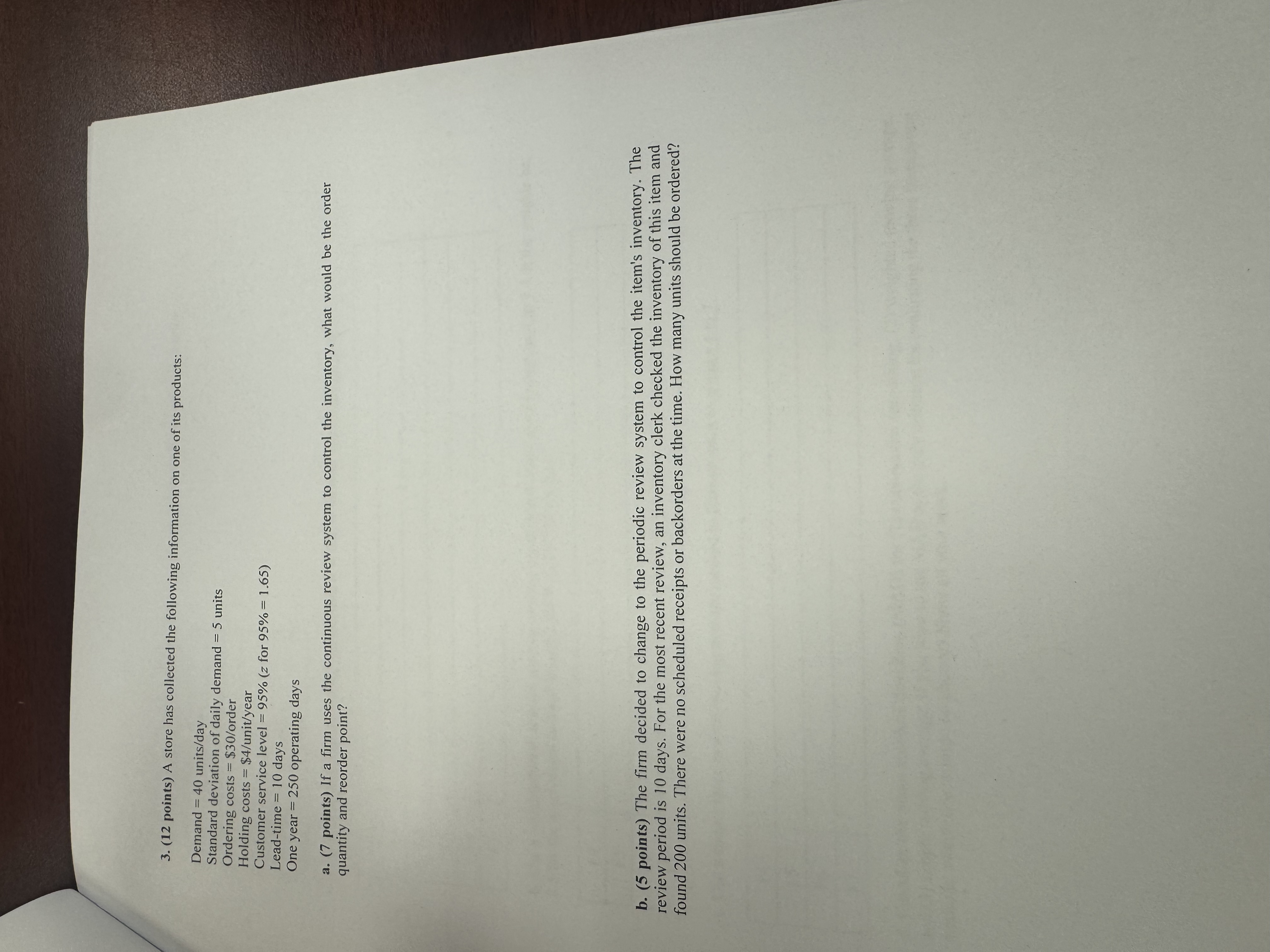 ( 1 2 points ) A store has collected the