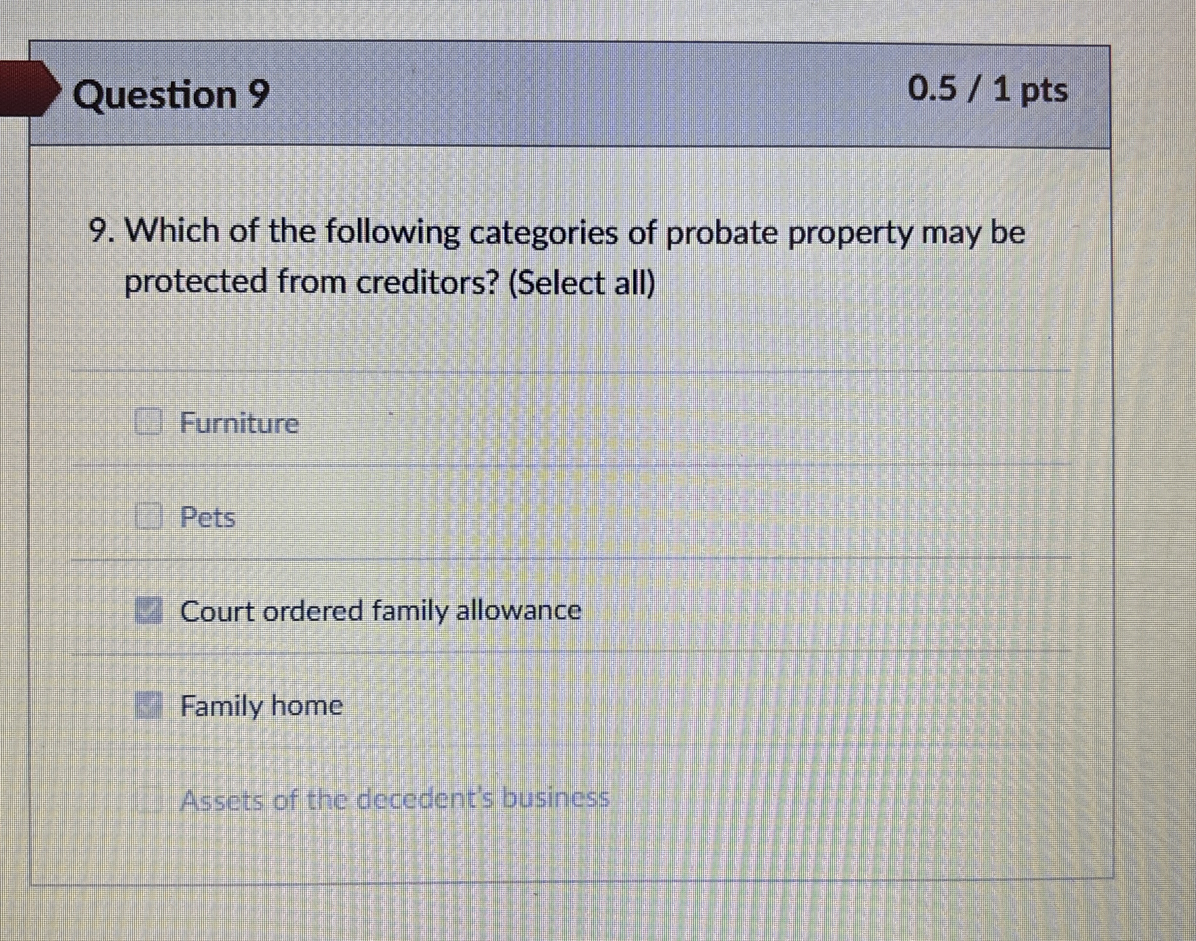 Question 9 0 . 5 1 pts 9 . Which of the following