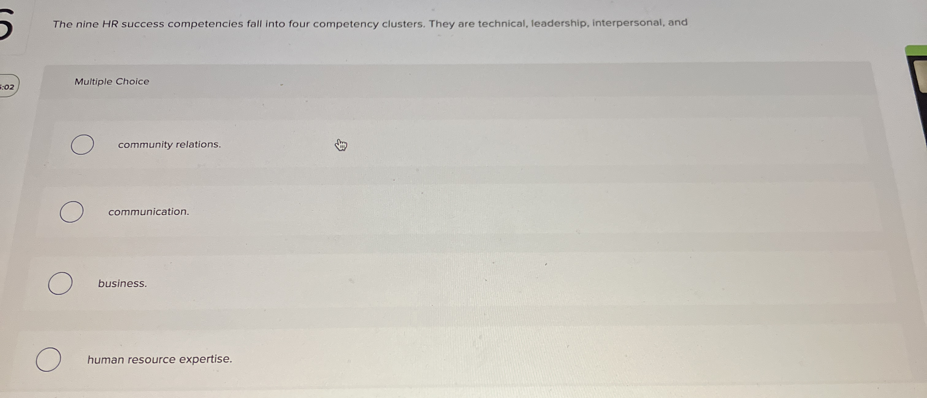 The nine HR success competencies fall into four