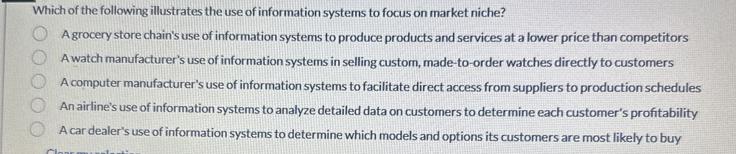 Which of the following illustrates the use of