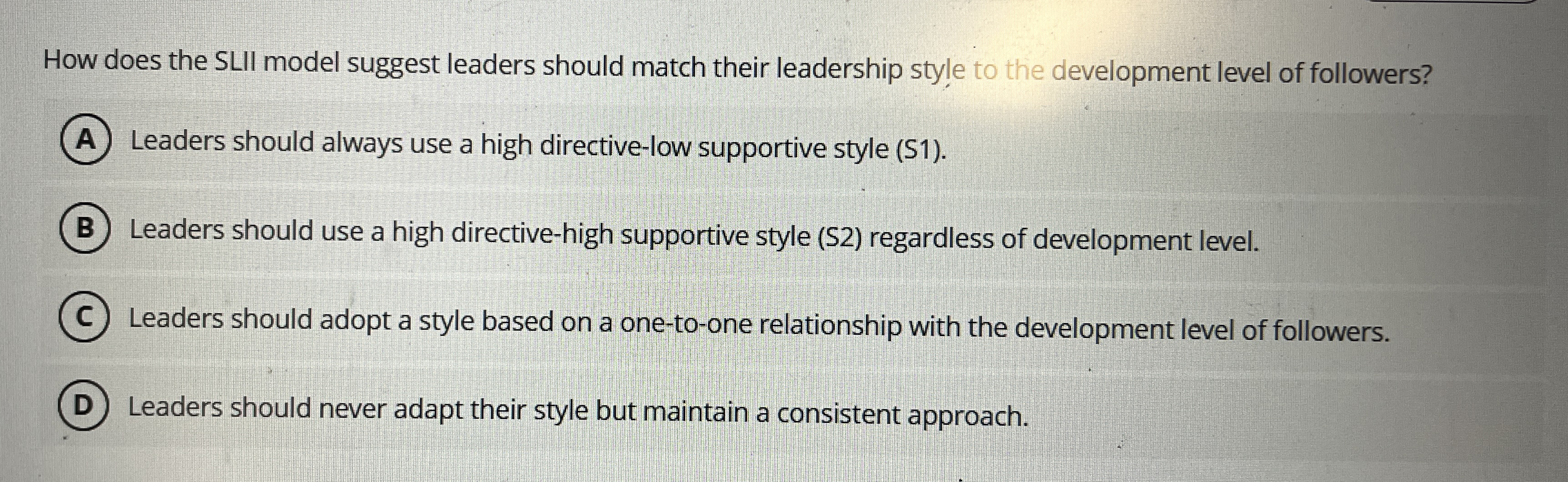 How does the SLII model suggest leaders should