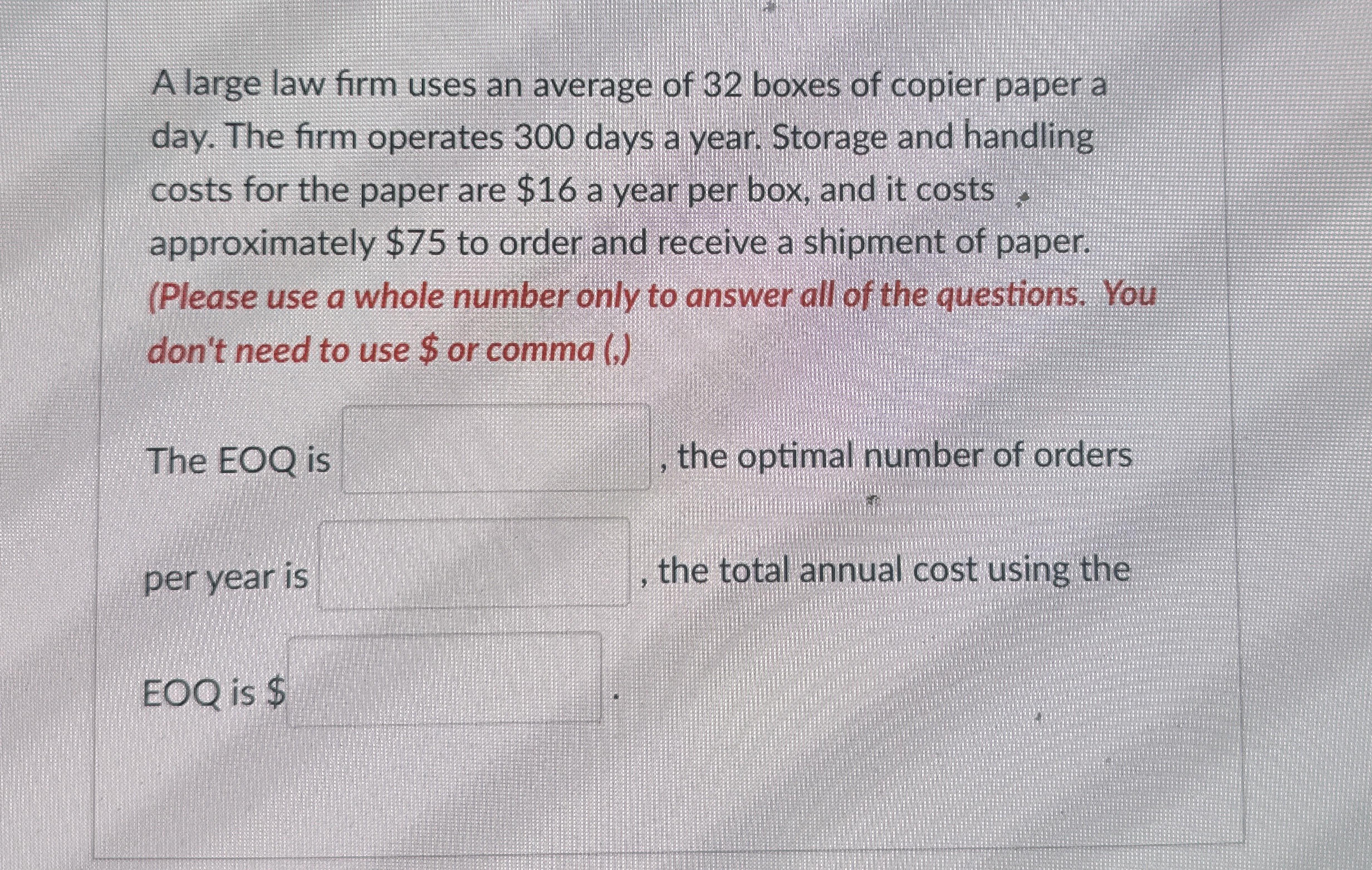 A large law firm uses an average of 3 2 boxes of