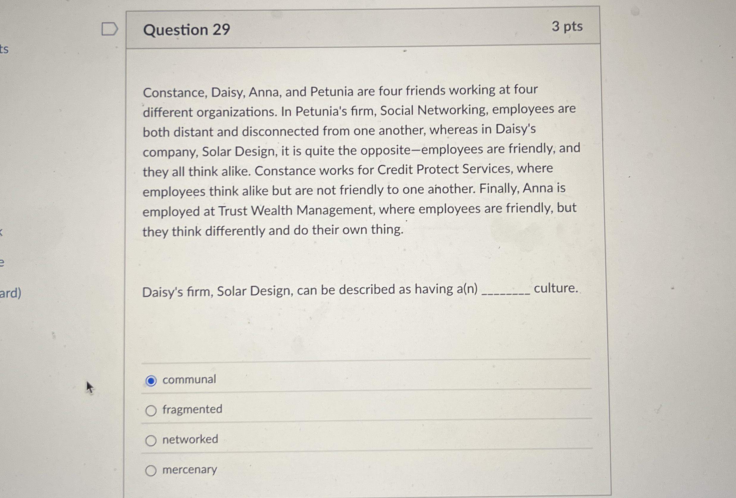 Question 2 9 3 pts Constance, Daisy, Anna, and