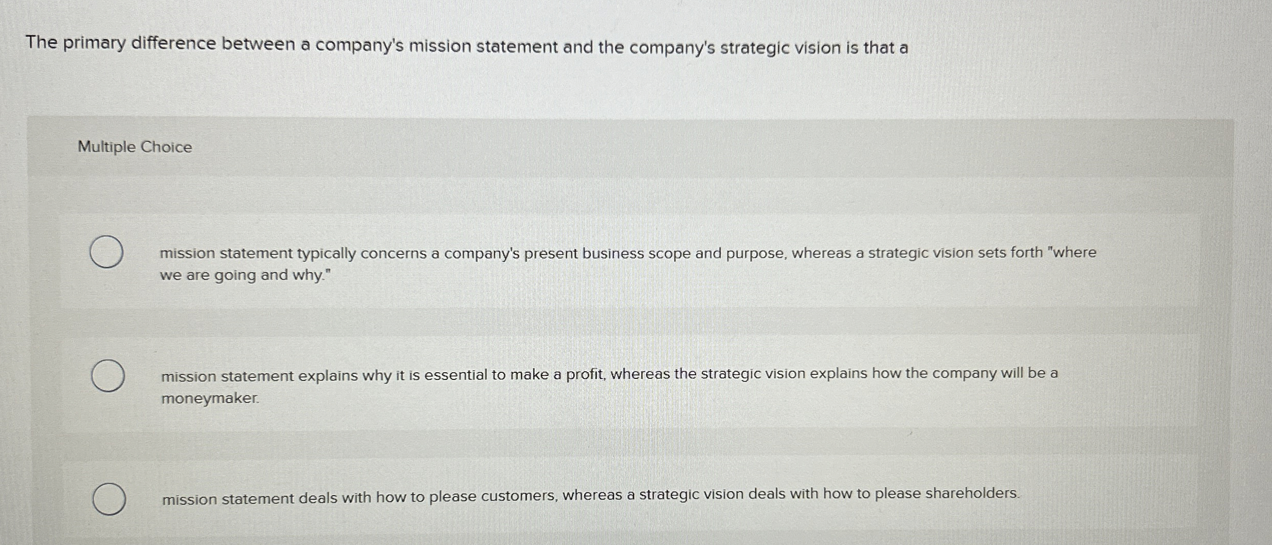 The primary difference between a company's