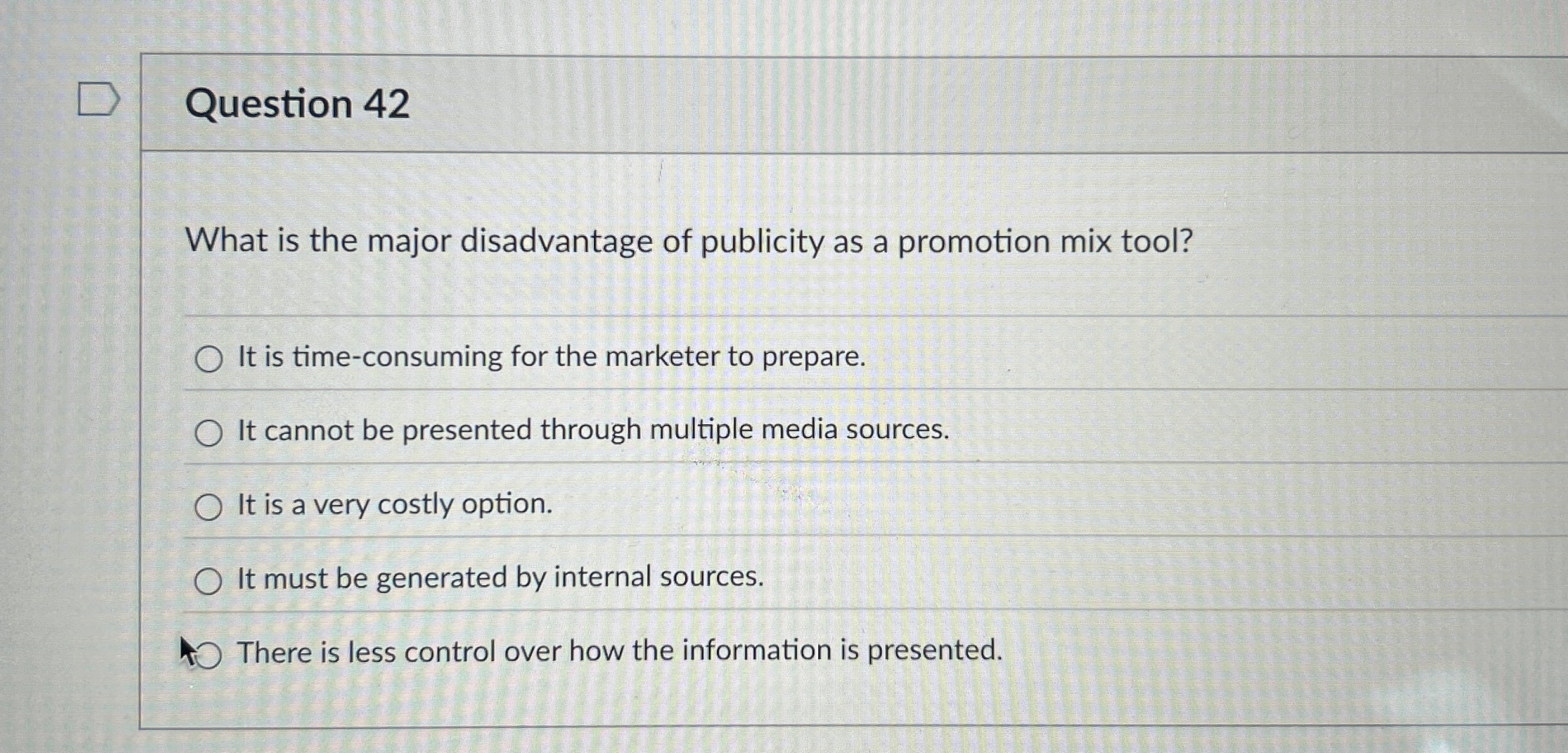 Question 4 2 What is the major disadvantage of