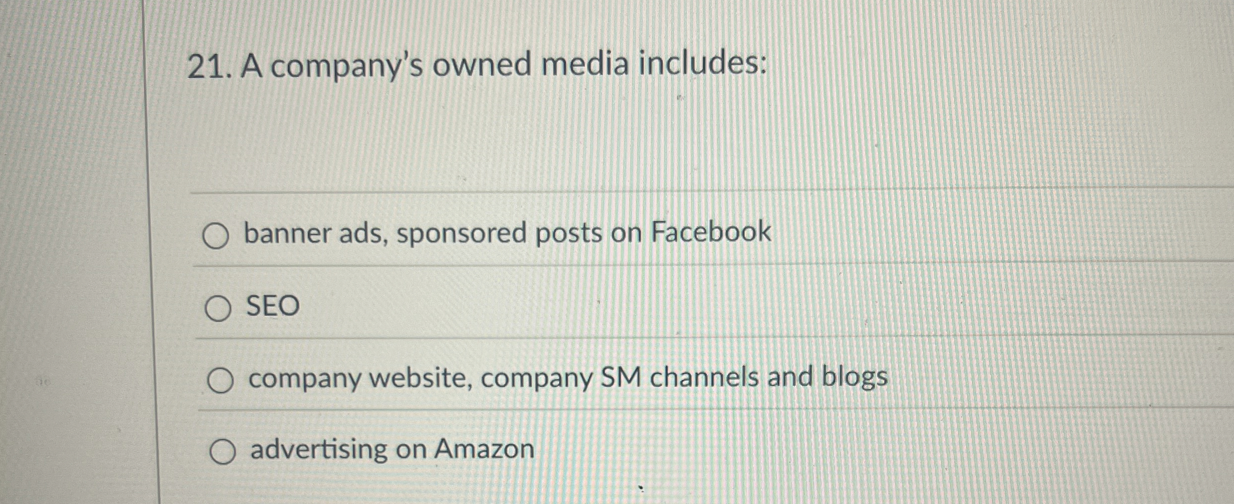 A company's owned media includes: banner ads,