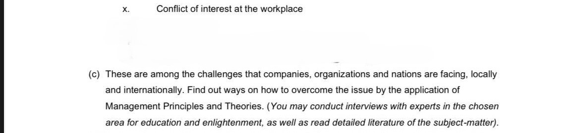 x . Conflict of interest at the workplace ( c )