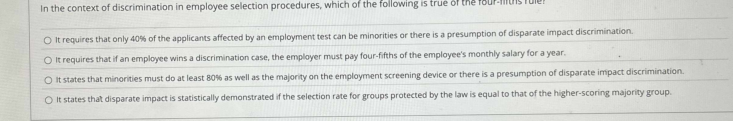 In the context of discrimination in employee