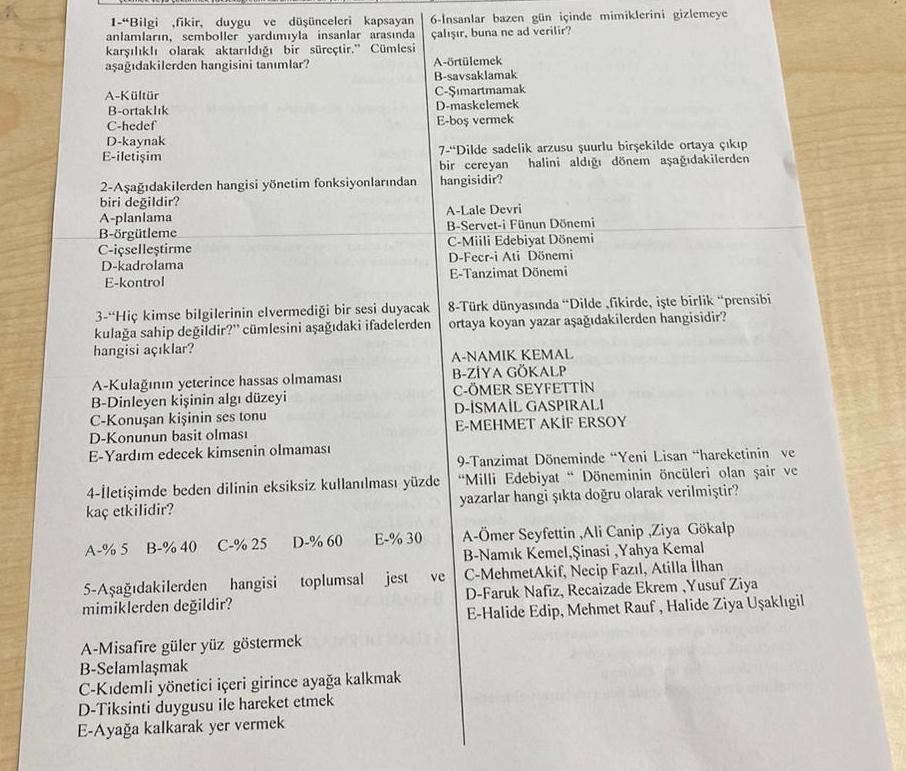 1 - "Bilgi , fikir, duygu ve d nceleri kapsayan