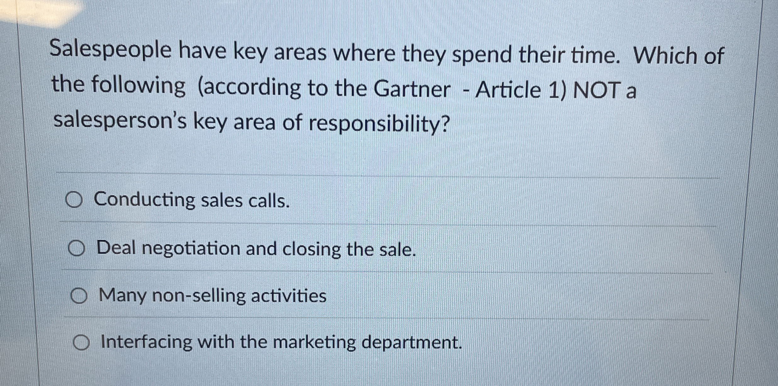 Salespeople have key areas where they spend their