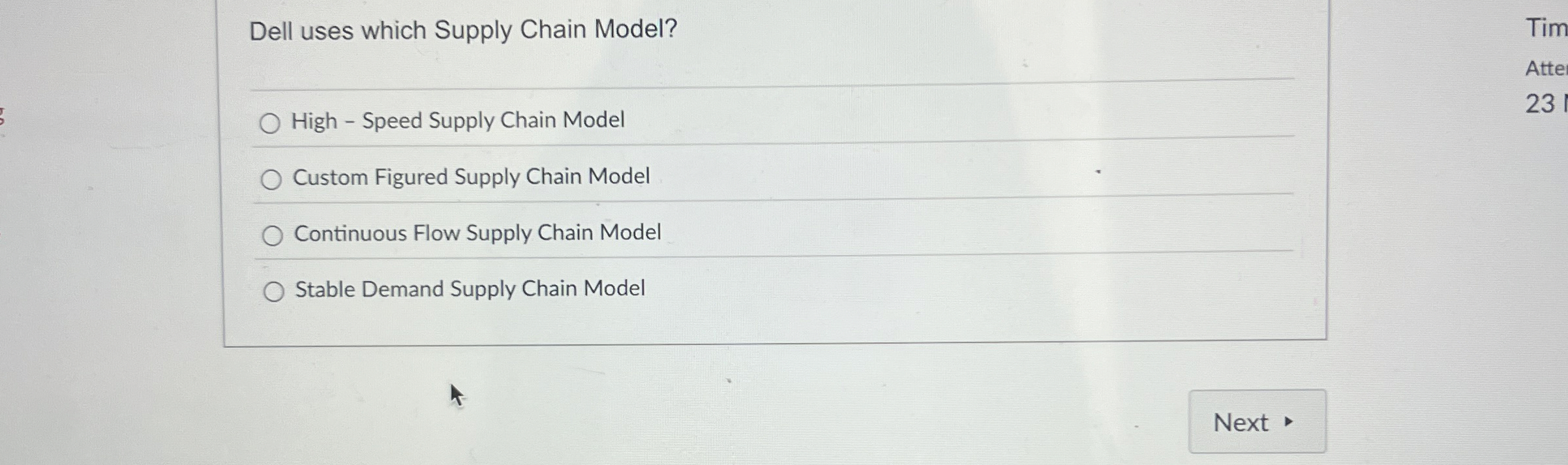 Dell uses which Supply Chain Model? q , High -