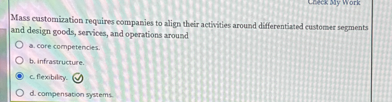 Cneck My Work Mass customization requires