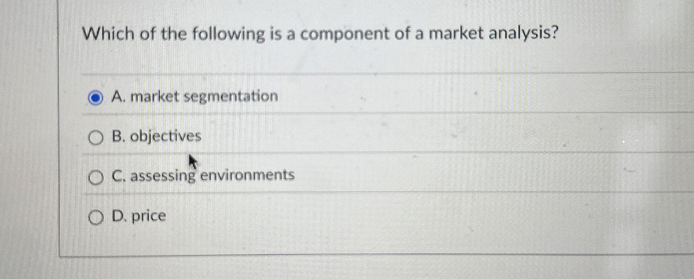 Which of the following is a component of a market