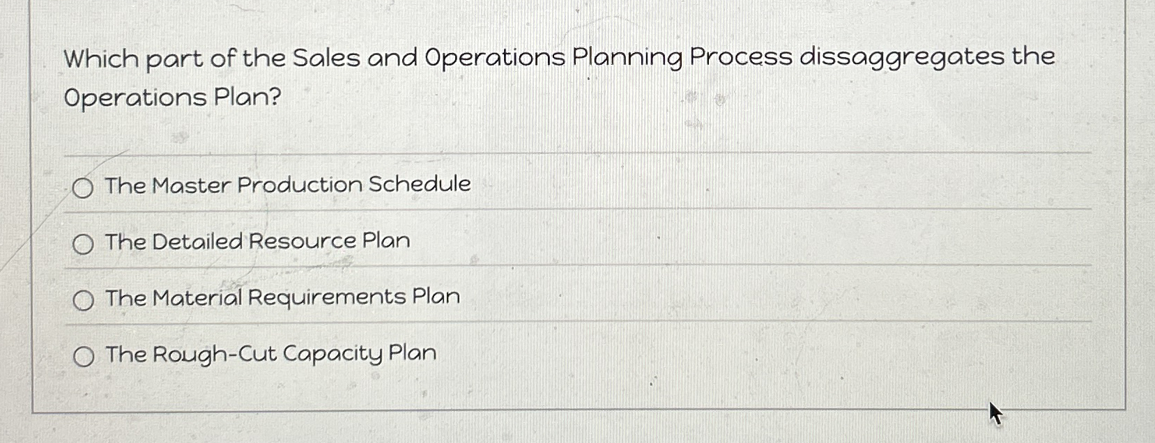 Which part of the Sales and Operations Planning