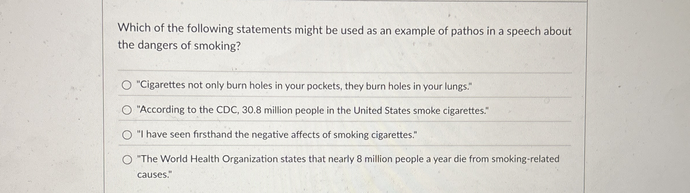 Which of the following statements might be used