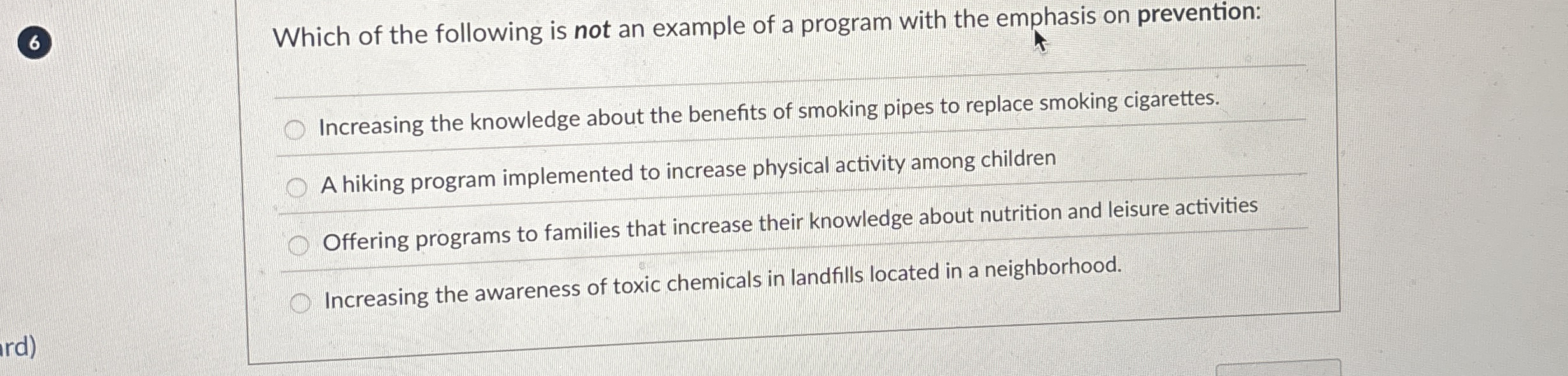 6 Which of the following is not an example of a