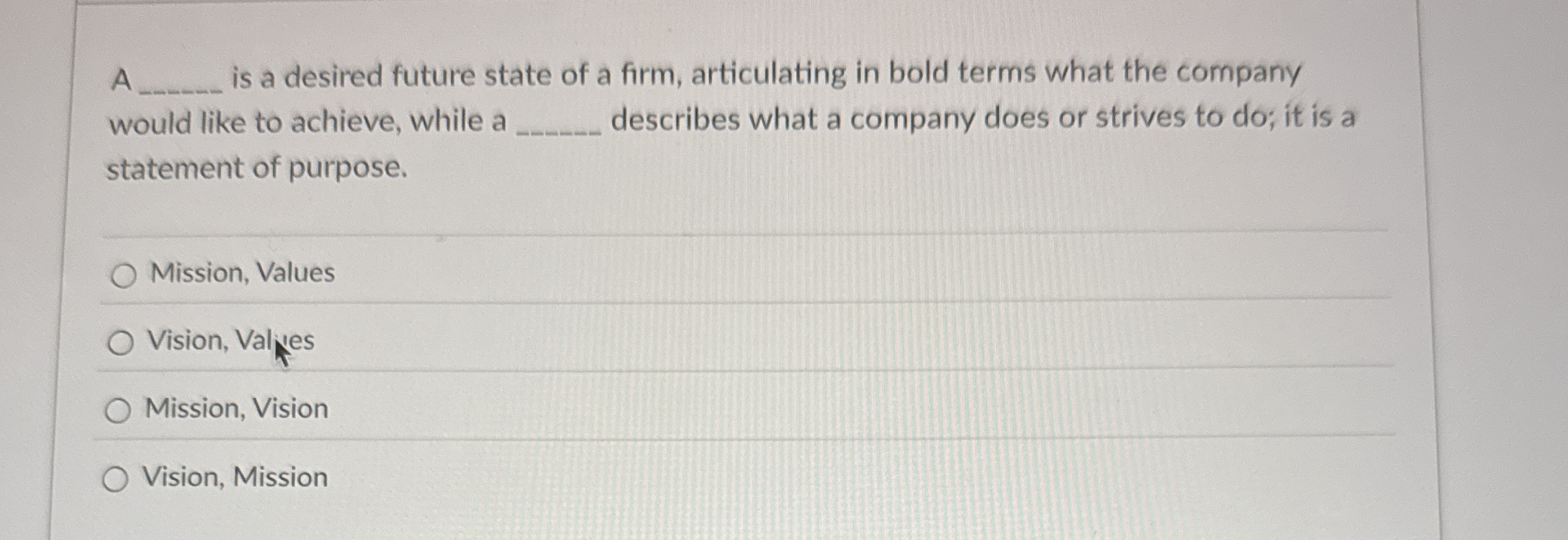 A q , is a desired future state of a firm,