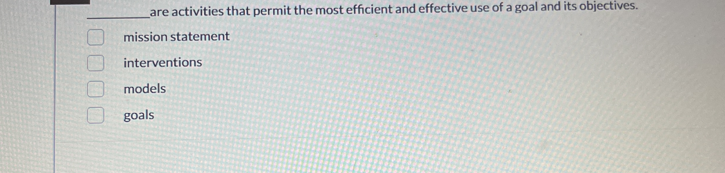 q , are activities that permit the most efficient