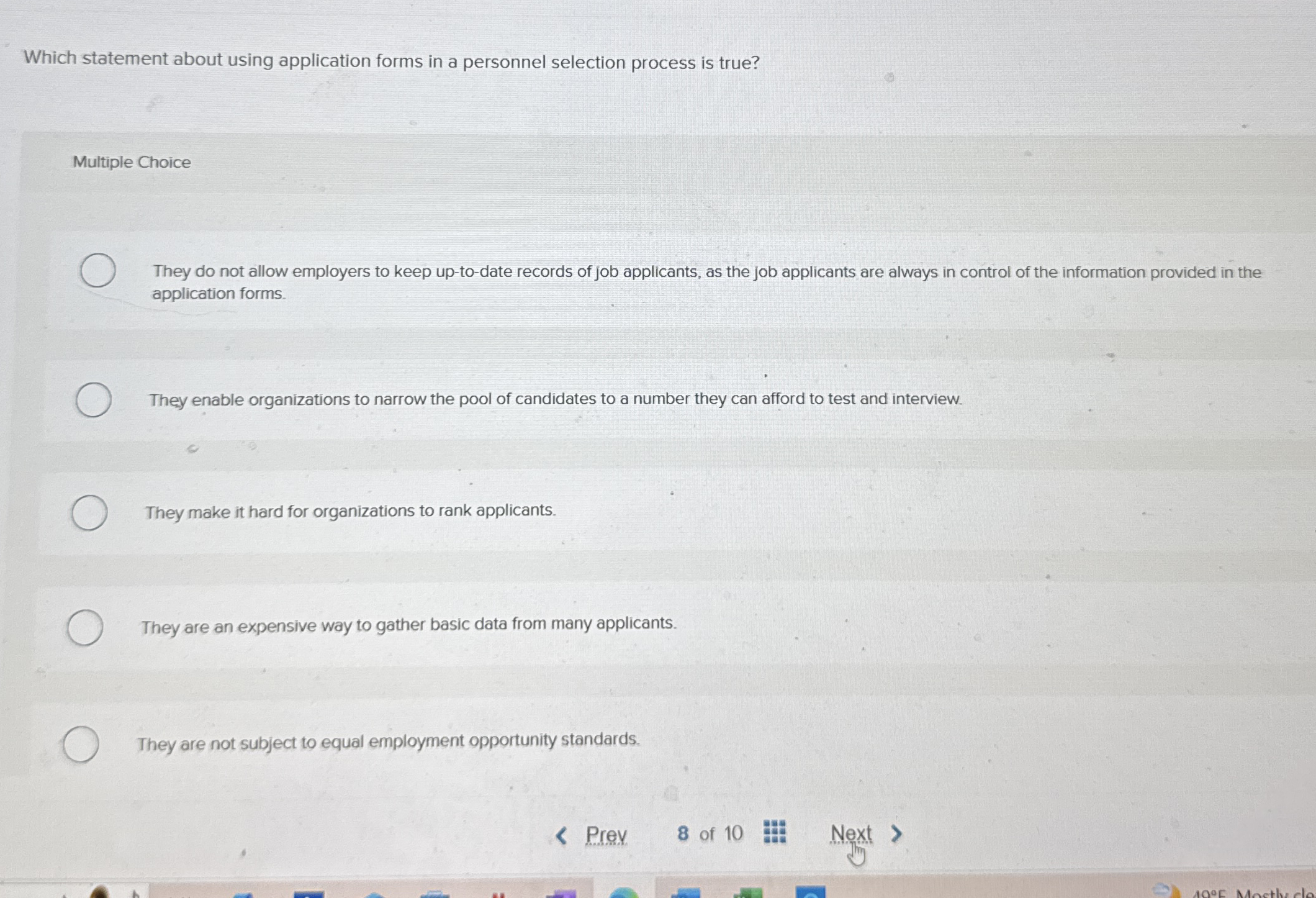 Which statement about using application forms in