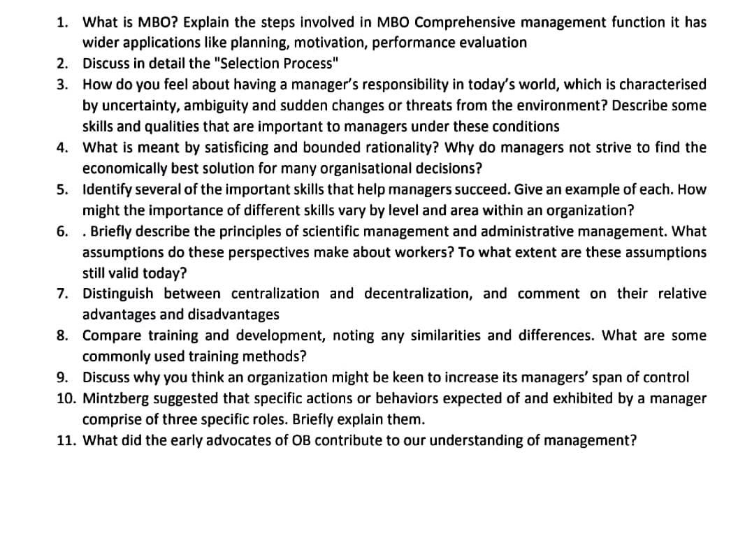 1 . What is MBO? Explain the steps involved in