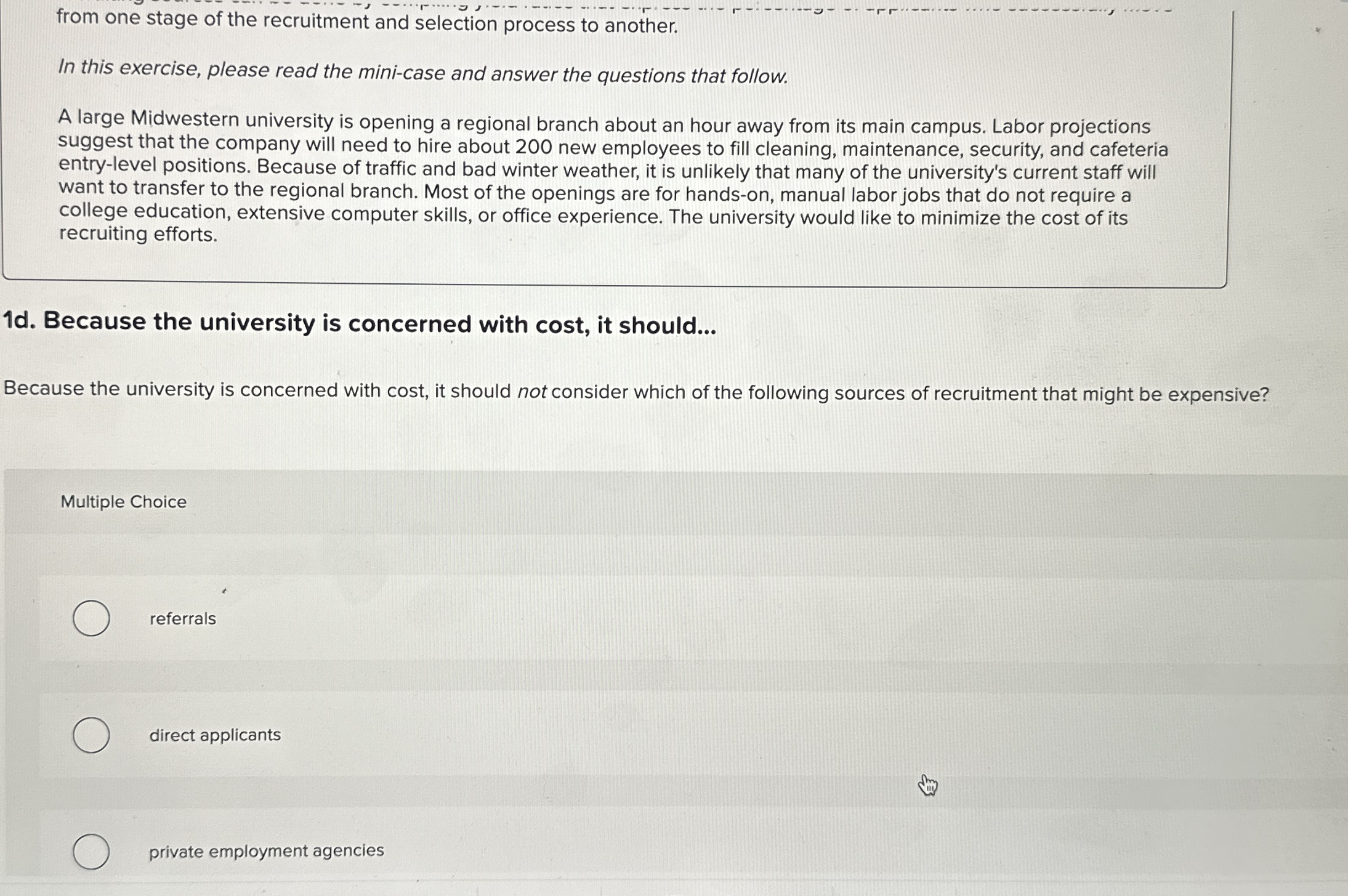 from one stage of the recruitment and selection