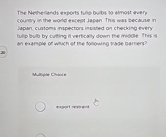 The Netherlands exports tulip bulbs to almost