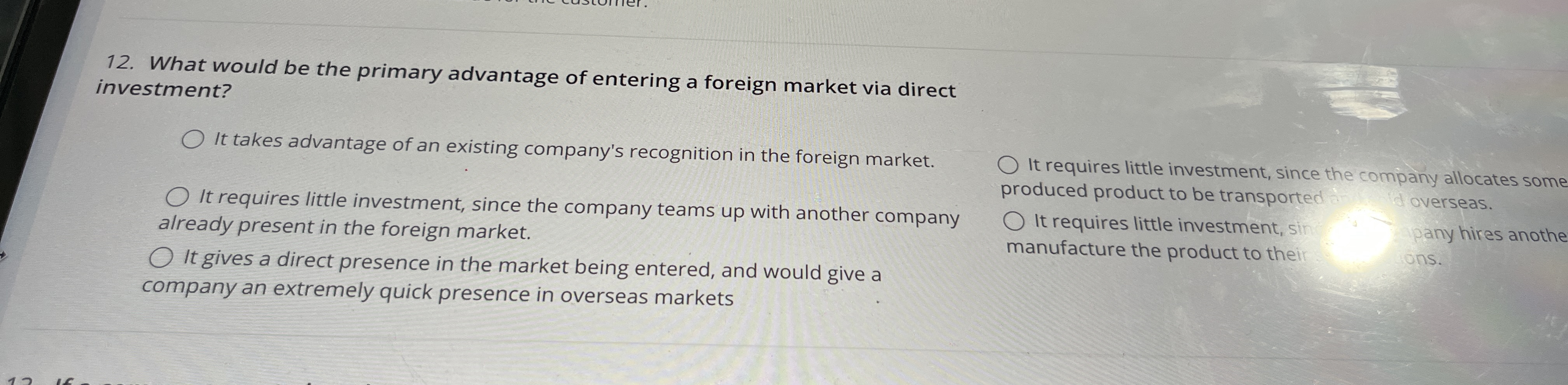 What would be the primary advantage of entering a