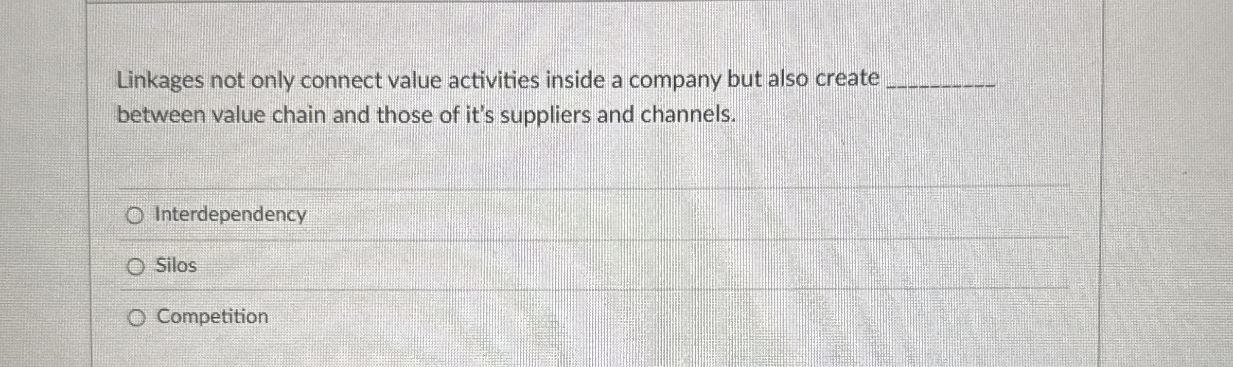 Linkages not only connect value activities inside