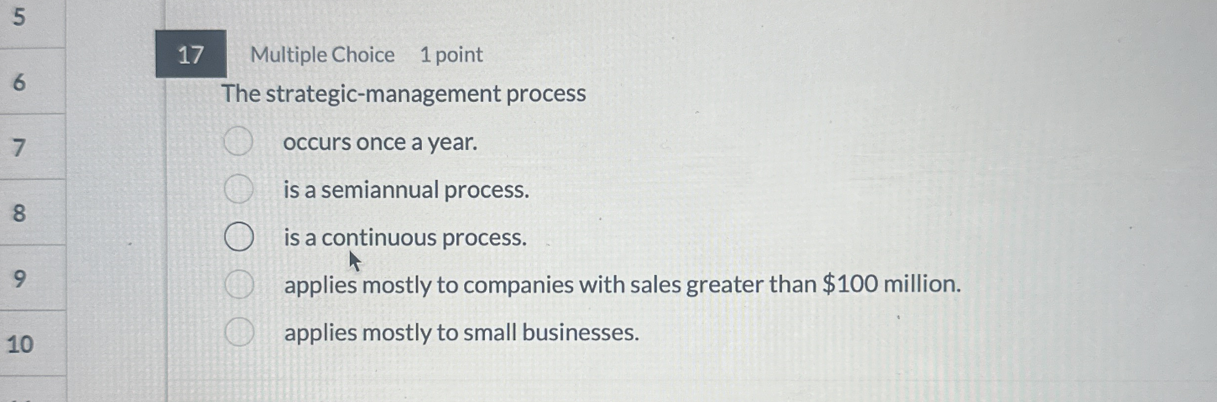 5 1 7 Multiple Choice 1 point 6 The strategic -