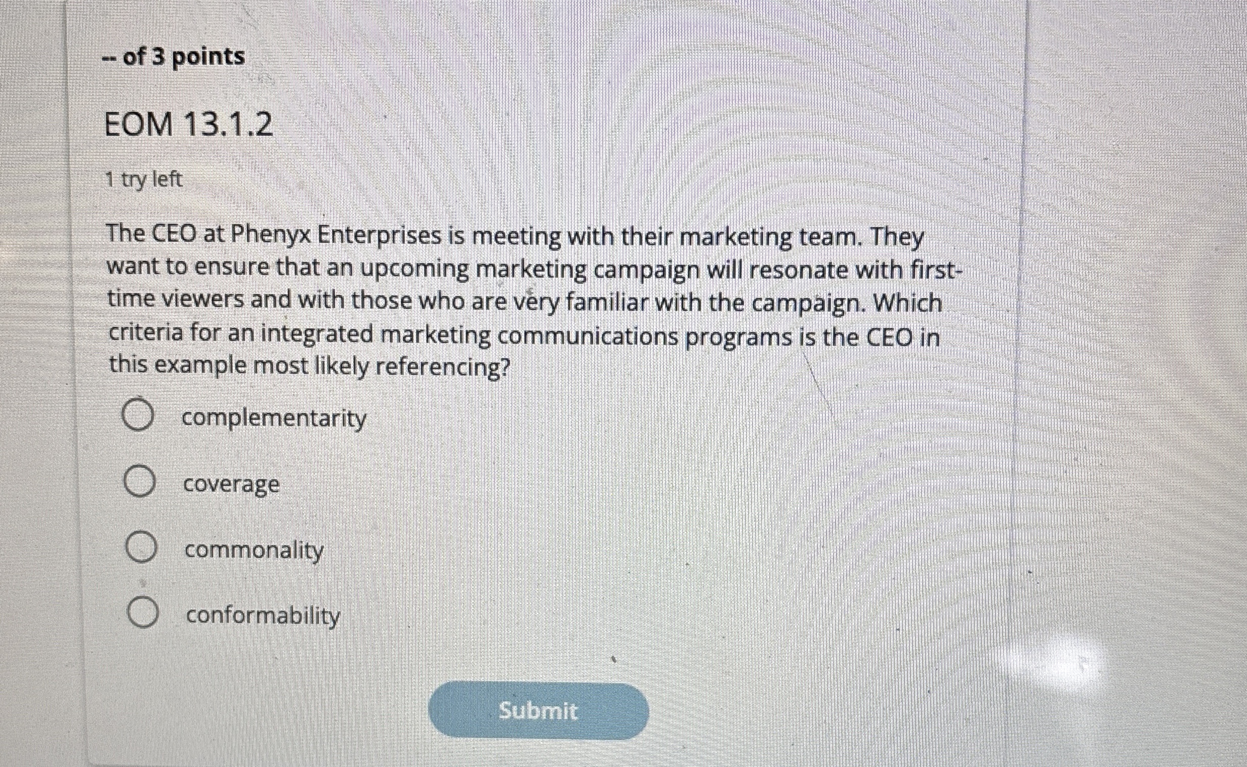 of 3 points EOM 1 3 . 1 . 2 1 try left The CEO at