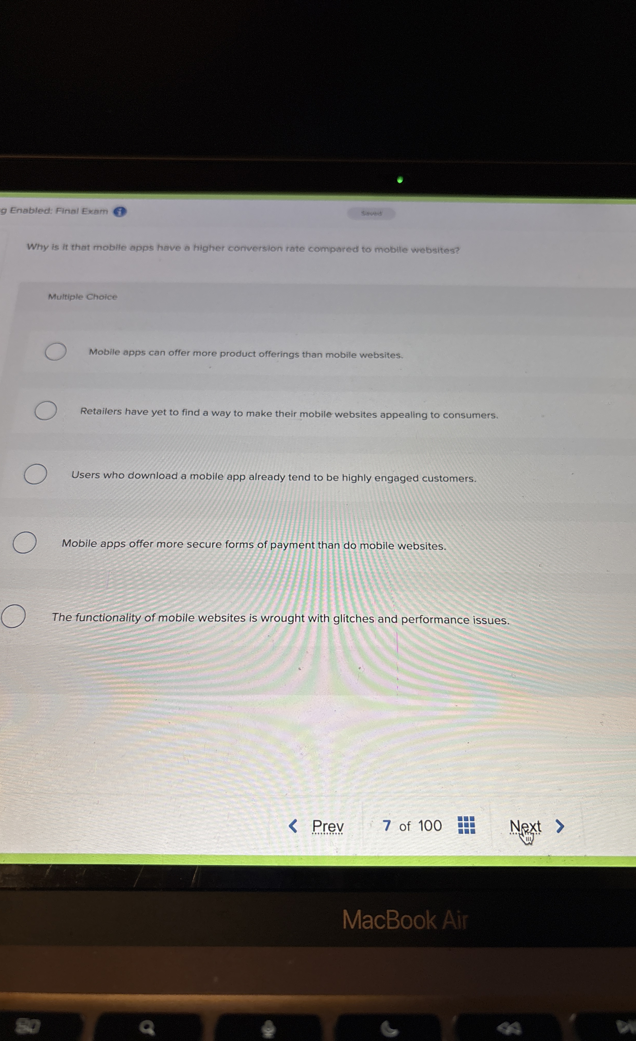 9 Enabled: Final Exam soved Why is it that mobile