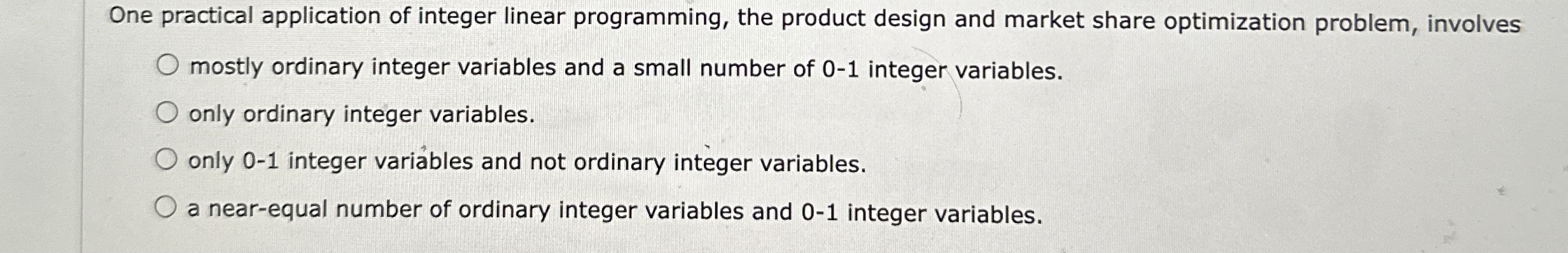 One practical application of integer linear