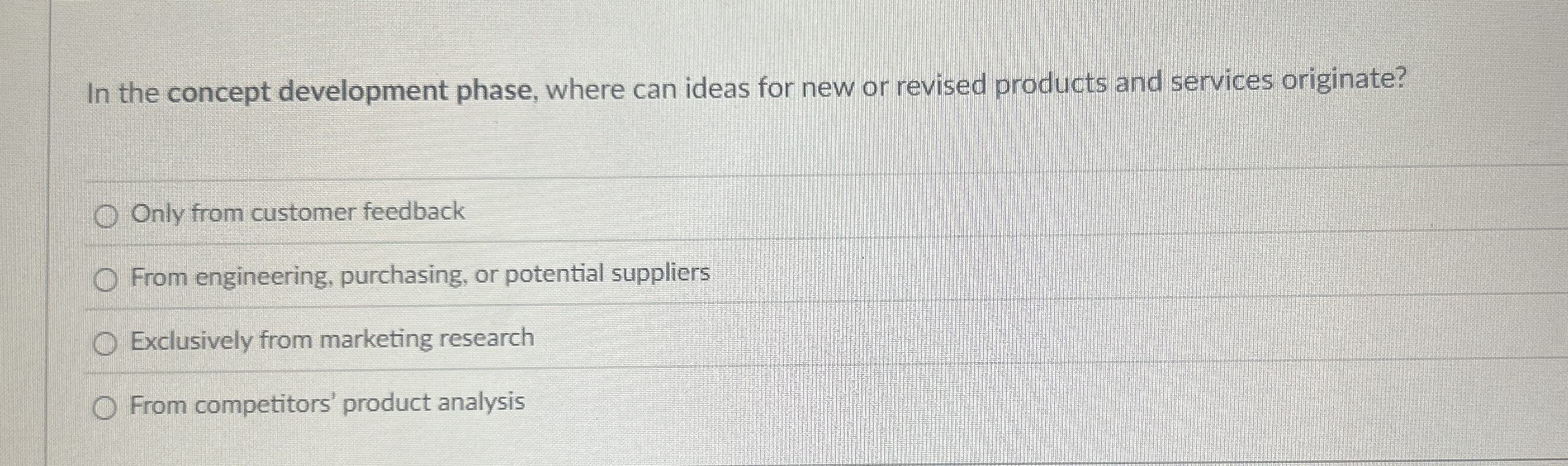 In the concept development phase, where can ideas