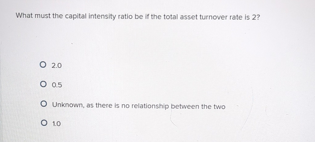What must the capital intensity ratio be if the