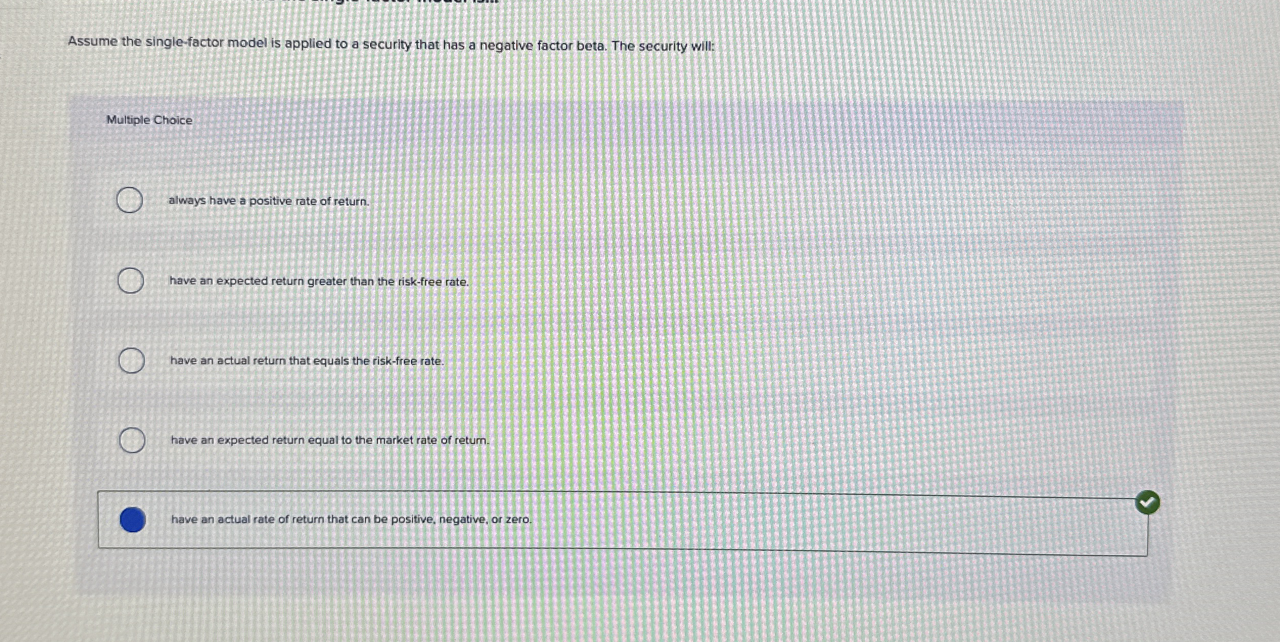 Assume the single - factor model is applied to a