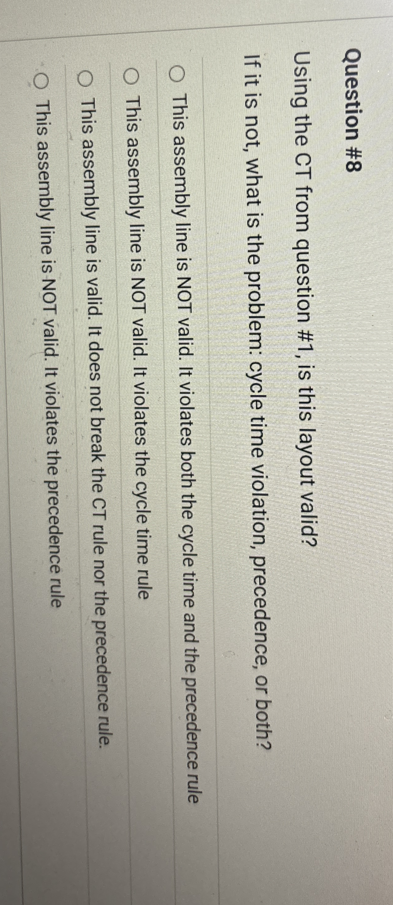 Question # 8 Using the CT from question # 1 , is