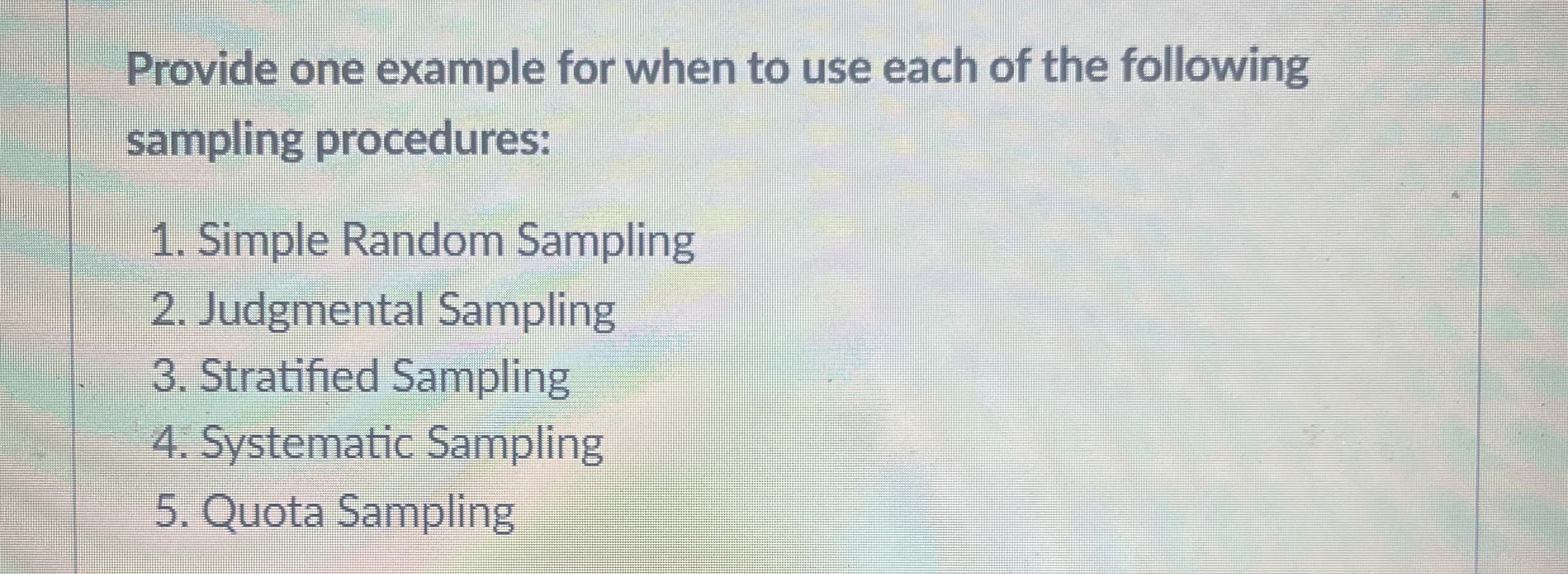 Provide one example for when to use each of the