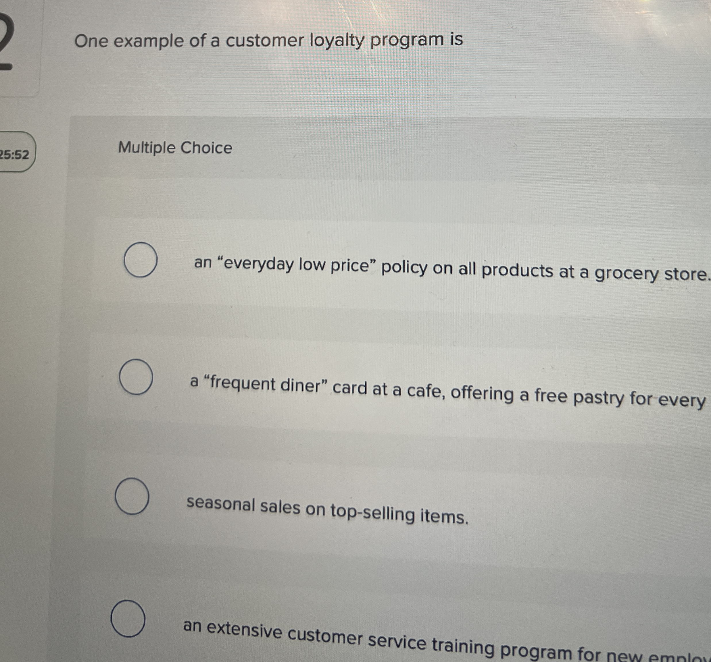 One example of a customer loyalty program is