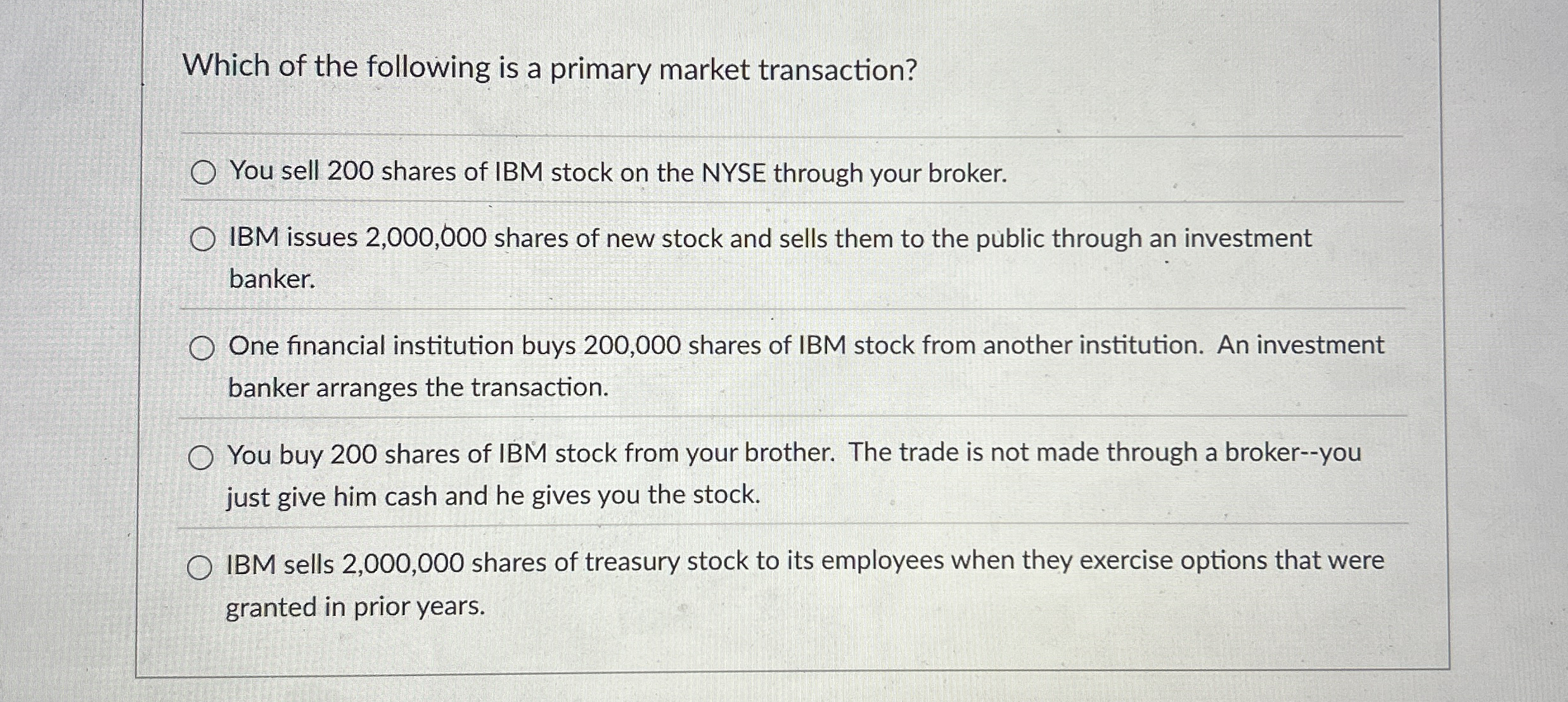 Which of the following is a primary market