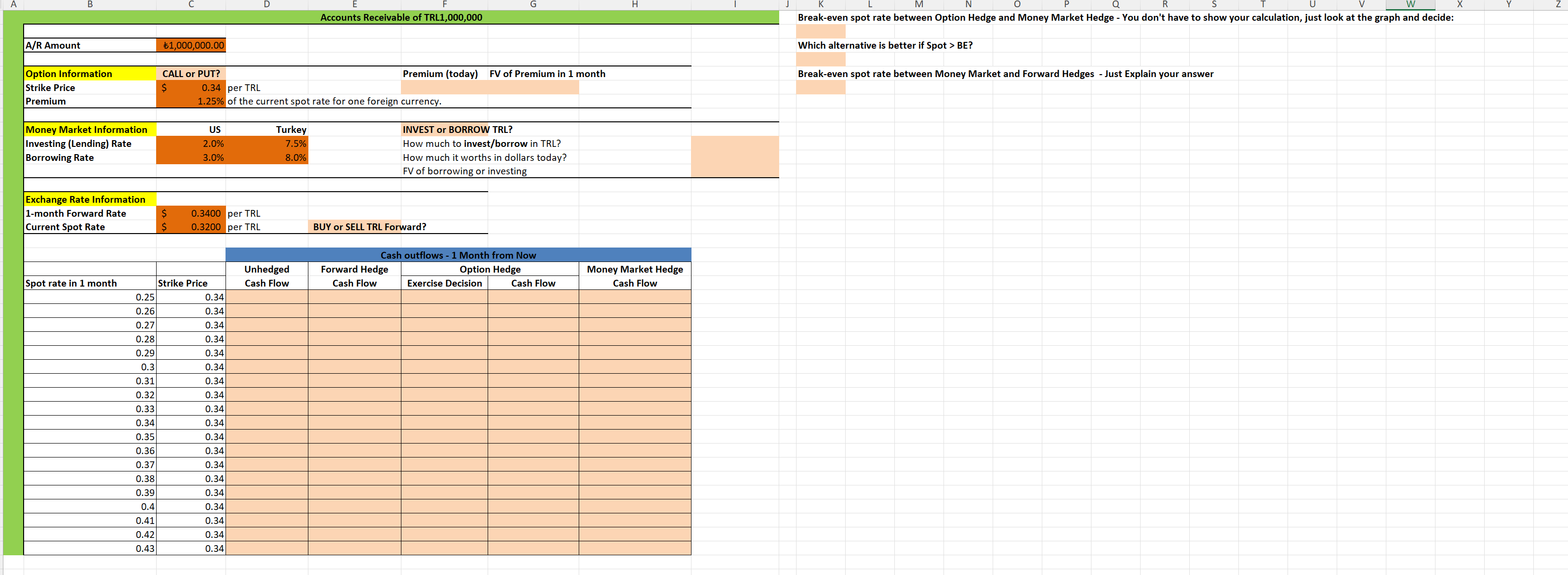 Please show me which formulas to use and fill out